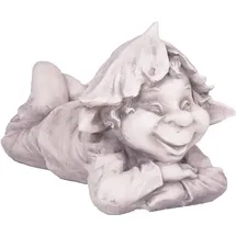 deluke Gartenfigur NOAH Troll Kunststoff Weiß 25x23x43cm Gartendeko Outdoor Figur