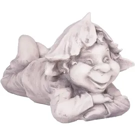 deluke Gartenfigur NOAH Troll Kunststoff Weiß 25x23x43cm Gartendeko Outdoor Figur