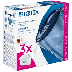 BRITA Wasserfilter Brita Wasserfilter Filter Marella 2,4l mit 3 Maxtra Pro blau