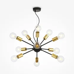 Maytoni Sputnik Moderne stilvolle Pendelleuchte, Gold-Schwarzer Metallrahmen, Glaskugeln, für Wohnzimmer, Esszimmer, Küche, Restaurant, Café