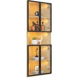 STILVORA Eckvitrine MDF in Eiche mit Sicherheitsglas & LED-Beleuchtung, 62x32x160 cm