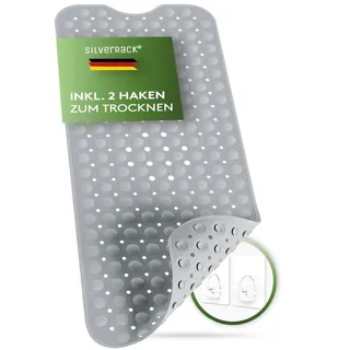 SilverRack Badewannenmatte 100x40 cm (Grau) - Antirutschmatte Badewanne BPA frei Kinder und Babys - Duschmatte schimmelresistent & maschinenwaschbar
