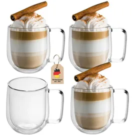 Intirilife 4x Doppelwandiges Thermo Glas Set in 250 ml – Trinken, Gläser Gläser-Sets