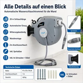 BITUXX Schlauchtrommel 20 m grau