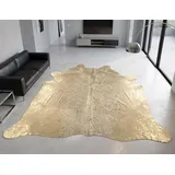 generisch KUHFELLE Online Kuhfell Stierfell Teppich Grau Gold Devore ca. 210 x 190 cm Metallic Effekt Echtes Kuhfell aus Brasilien