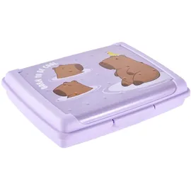 KEEEPER carla Handliche Box für Essen, 0,5 l, Mini, 17 x 13 x 3,5 cm, Brotdose/Lunchbox, Design: Capybara, Violett (Soft Purple)