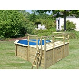 Woodfeeling Karibu Pool 1 D inkl. Skimmer mit drei Sonnenterrassen