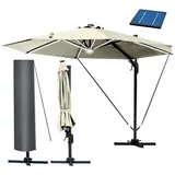 BRAST Alu Ampelschirm Ø360cm Beige mit LED-Beleuchtung