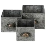 Generisch 3er Set Übertopf Zink Schublade Metall 17,5-13 cm Zinktopf Übertöpfe Blumenübertopf Gartendeko