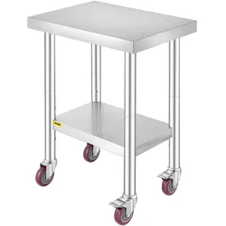VEVOR Arbeitstisch 24 " x 18" x 34 " Edelstahl Catering Arbeitstisch 100 kg für Belastbarkeit Lebensmittel Zubereitungstisch Gewerblicher Arbeitstisch