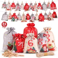 DazSpirit Adventskalender zum Befüllen 2025, DIY Säckchen, 24 Groß Stoffbeutel, Adventskalender Selber Befüllen für Kinder & Erwachsene, Säckchen mit Holzklammern und Hanfseil