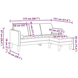 vidaXL Sofa Set Dunkelgrau 173 x 131 x 67 cm Stoff