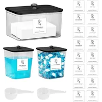 Yallmie Waschmittel Pod Aufbewahrung, 3 Stück Waschmittelspender Mit Wasserdicht Etiketten und Löffeln Waschmittel Aufbewahrung Pulver Kunststoff für Waschpods Badebomben Wäscheparfüm
