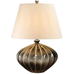 Licht-Erlebnisse Tischleuchte ILELENIA Keramik Braun Weiß E27 bis 60W LE51228
