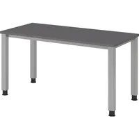 Hammerbacher QS614 Schreibtisch grafit rechteckig, 4-Fuß-Gestell silber 140,0 x