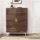 WoodMan Highboard WOODMAN, braun (nuss), B:100cm H:140cm T:48cm, Sideboards, Highboard, Kommode mit Holzfurnier aus Eiche, im Skandinavischen Design