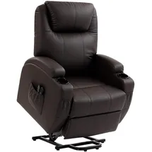 Homcom Fernsehsessel mit Aufstehhilfe Kunstleder 92 x 109 x 85 cm Braun elektrisch