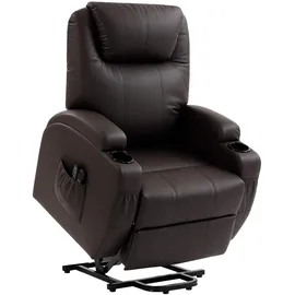 Homcom Fernsehsessel mit Aufstehhilfe Kunstleder 92 x 109 x 85 cm Braun elektrisch