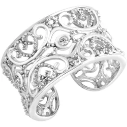 Fingerring ZEEME "Silber 925 rhodiniert Zirkonia weiß", weiß (weiß, weiß), Fingerringe, Damen, OneSize, Silber 925 (Sterlingsilber)