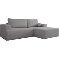 MIRJAN24 Ecksofa Mivo Cord, Wohnzimmmer L-Form mit Schlaffunktion und Bettkasten (Farbe: Poso 110, Seite: Rechts) - Grau