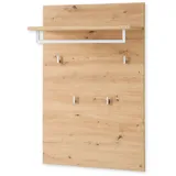 Stella Trading BARI Garderobenpaneel in Artisan Eiche Optik FSC-Zertifiziert - Moderne Hutablage mit zuverlässigen Wandhaken für Jacken & Taschen - 78 x 117 x 30 cm (B/H/T)