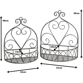 Ambiente Haus Wandregal 2er Set rund 37 x 18 x 45 cm Grau