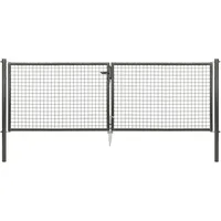 GAH Alberts Wellengitter-Doppeltor für Maschendrahtzäune 1,0 x 1,0 m anthrazit