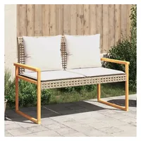 VidaXL Gartenbank mit Kissen Beige Poly Rattan Akazienholz