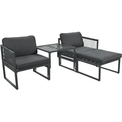 Merax Gartenlounge-Set, Gartenmöbel Set, Garten-Sofagarnitur aus Aluminium, Terrassenmöbel-Set, grau