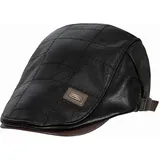 HAPPYPOP Schirmmütze Herren Schiebermütze Driving Cabbie Jagd Flatcap Newsboy Cap Gatsby Herren Hut Barett Schlägermütze Schiebermütze Herren Warm Komfortabel Winter PU Leder - M