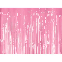 PartyDeco Lametta Vorhang 100x200cm Folienvorhang Fransenvorhang Foto Hintergrund Fotoshootings Partyvorhang Disco & Party Deko Rosa
