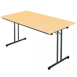 Lüllmann Klapptisch Besprechungstisch Kantinentisch Verkaufstisch Schreibtisch 140 x 70 cm RAL 9005 Schwarz/Ahorn-Dekor