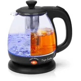 Taylor Swoden Wasserkocher Klein 1 Liter, Wasserkocher Glas Led, 2200W Teekocher Elektrisch, Warmhaltefunktion, Herausnehmbarer Filter, bpa frei, für Reisen, Küche