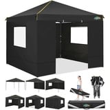 COBIZI Pavillon 3x3 Wasserdicht Stabil Faltpavillon 3x3 Profi mit 4 Seitenteilen Pop Up Pavillon Pavillon Faltbar UV-Schutz 50+ Partyzelt für Strand Hochzeit Camping(Schwarz)