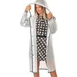 Regenponcho Wasserdicht Damen Herren Reflktierende Details - Regenjacke Wandern Outdoor Trekking Reisen mit Kapuze - Regen Cape Waterproof Kompakt Camping (L, Transparent mit Rand Blau) - L