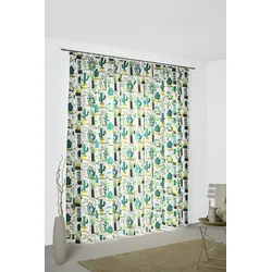 Vorhang WIRTH "Oakham" Gr. 5, grün (grün, natur), B:130cm H:255cm, Polyester, Gardinen