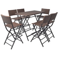 vidaXL 7-tlg. Garten-Essgruppe Klappbar Stahl Poly Rattan Braun