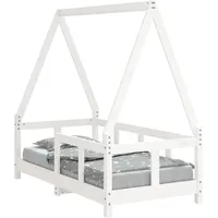 vidaXL Kinderbett Weiß 70 x 140 cm Kiefer massiv weiß