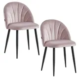 Set 2er Samt Esszimmerstuhl Lila Schwarz | Glamour Stuhl Velours modern Royal