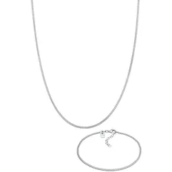 KUZZOI Panzerarmband Kette Basic 925 Silber Schmuck-Set   Herren 