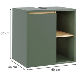 Vicco Waschbeckenunterschrank Viola Grün/artisan, 60 x 60 cm mit offenen Regalen