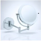 Libaro Kosmetikspiegel mit Beleuchtung MODENA LED Schminkspiegel 5-fach 10-fach Vergrößerung, Wandmontage, Vergrößerungsspiegel 2-seitig, dimmbar, Batterie oder USB silberfarben
