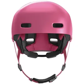ABUS Fahrradhelm XOXO - Cityhelm im Skater-Look - Helm für Skateboard, Fahrrad, Scooter - mit optimiertem Kinnpolster - für Jugendliche und Erwachsene - Größe M, Mono rot