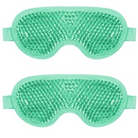 2 Stück Augenmaske Kühlend,Kalte Gesichtsaugenmaske, Wiederverwendbare Augenmaske mit Gelperlen, Kühlmaske/Kühlpads Gel Augenmaske Kühlende Schlafmaske (Grün)
