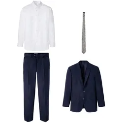 bonprix Anzug mit Hemd und Krawatte (4-tlg.Set) Regular Fit, blau, 62