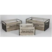 Buri Holzboxen Set Home 3er Korb Körbe Aufbewahrung Dekoration