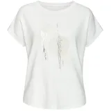 LASCANA Rundhalsshirt Beige/Weiß/Silber 52/54