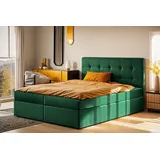 Kaiser Möbel Boxspringbett mit matratze und bettkasten, Schlafbett LUDANO stoff Noel 120x200 cm Grün