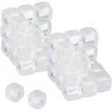Relaxdays Eiswürfel, 50er Set, XXL Dauereiswürfel Kunststoff, Partyeiswürfel für Getränke, transparent