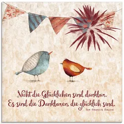 Glasbild ARTLAND "Lebensweisheit Glücklich", beige (farbe bild(er): naturfarben), B:20cm H:20cm, Bilder, in verschiedenen Größen